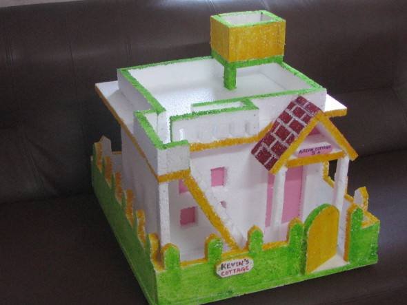 Thermocol House with Flat Roof – Model 3 – MelindaJanice.Com – Craft